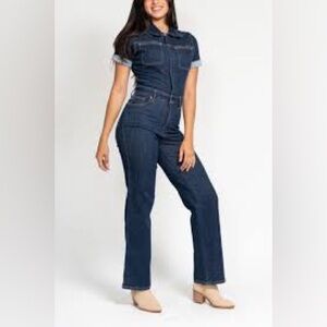 Judy Blue High Waist Tommy Control Dark Blue Denim Jumpsuit